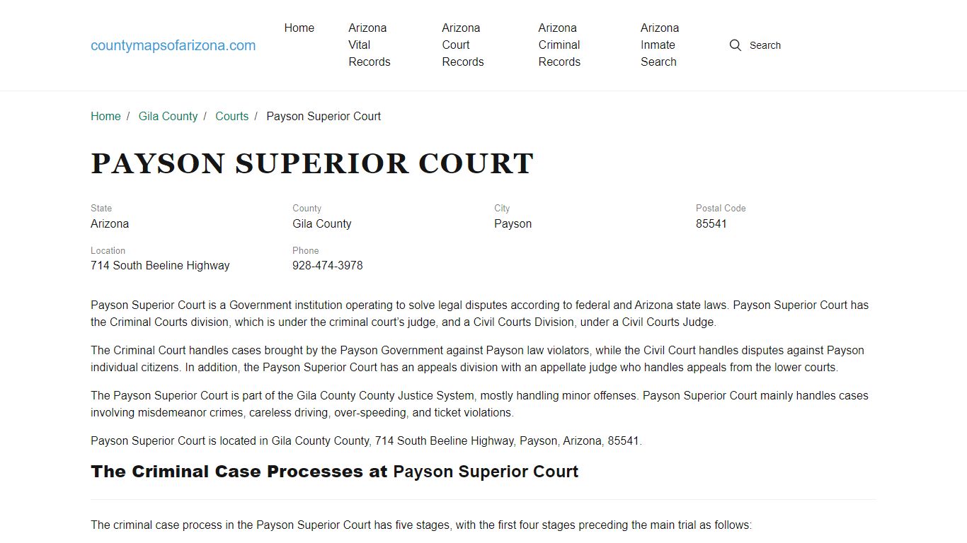 Payson Superior Court in Payson, AZ - Contact Information and Public ...